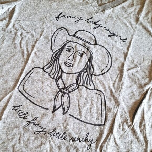 👢 Fancy Lady Cowgirl V Neck Tee Little Fancy Ranchy Small - Picture 1 of 4